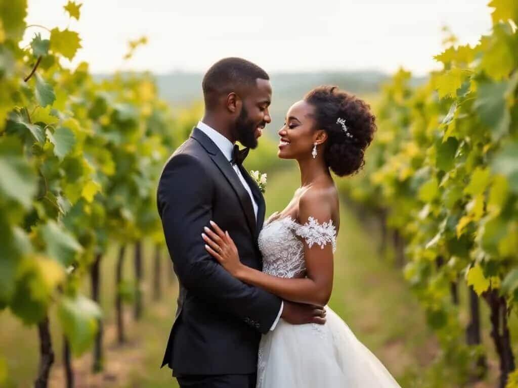 romantic vineyard wedding couple at Laurel Haven Estate
