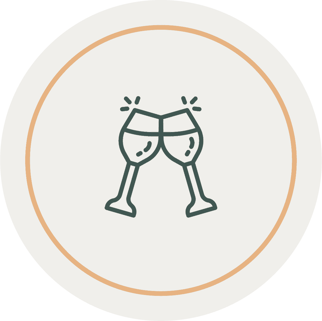 Elegant celebration with champagne glasses clinking at Laurel Haven Estate.