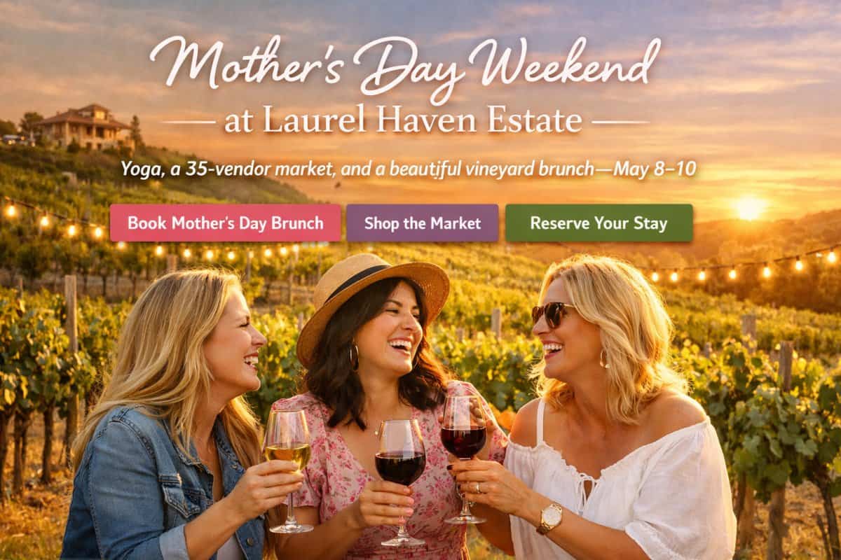 Women enjoying wine at vineyard during Mother&rsquo;s Day brunch near Rock Hill SC