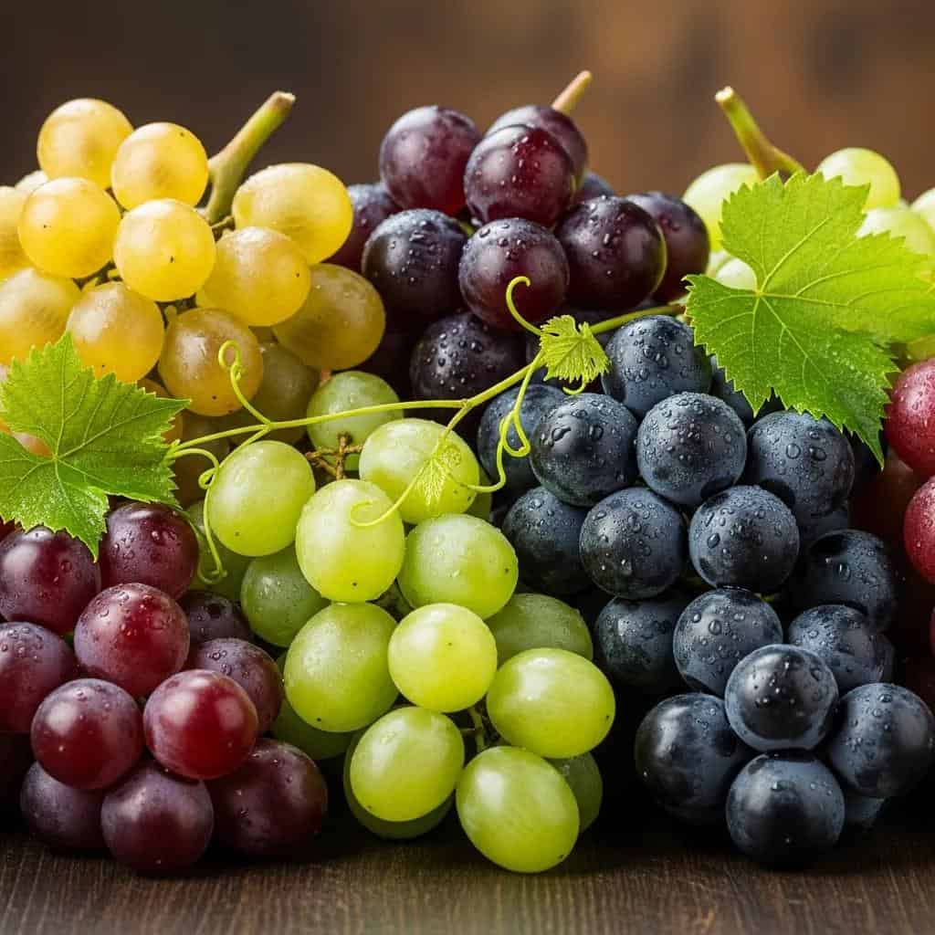 Close-up of diverse grape varietals from Laurel Haven Vineyard
