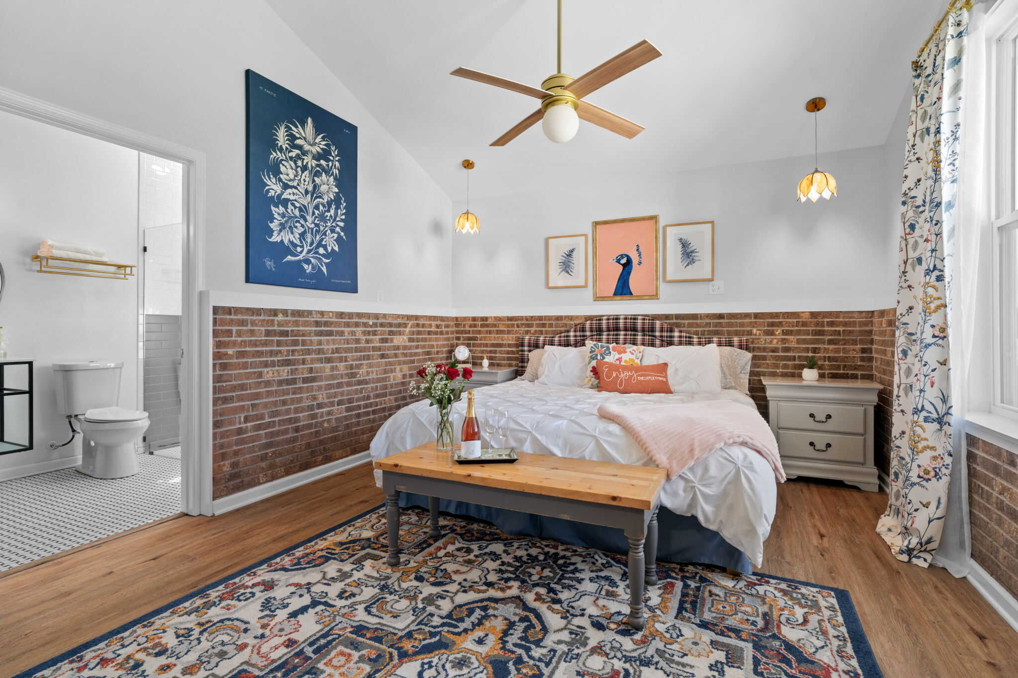 Cozy romantic interior of the Love Bird Suite at Laurel Haven Estate – intimate getaway in Lancaster SC