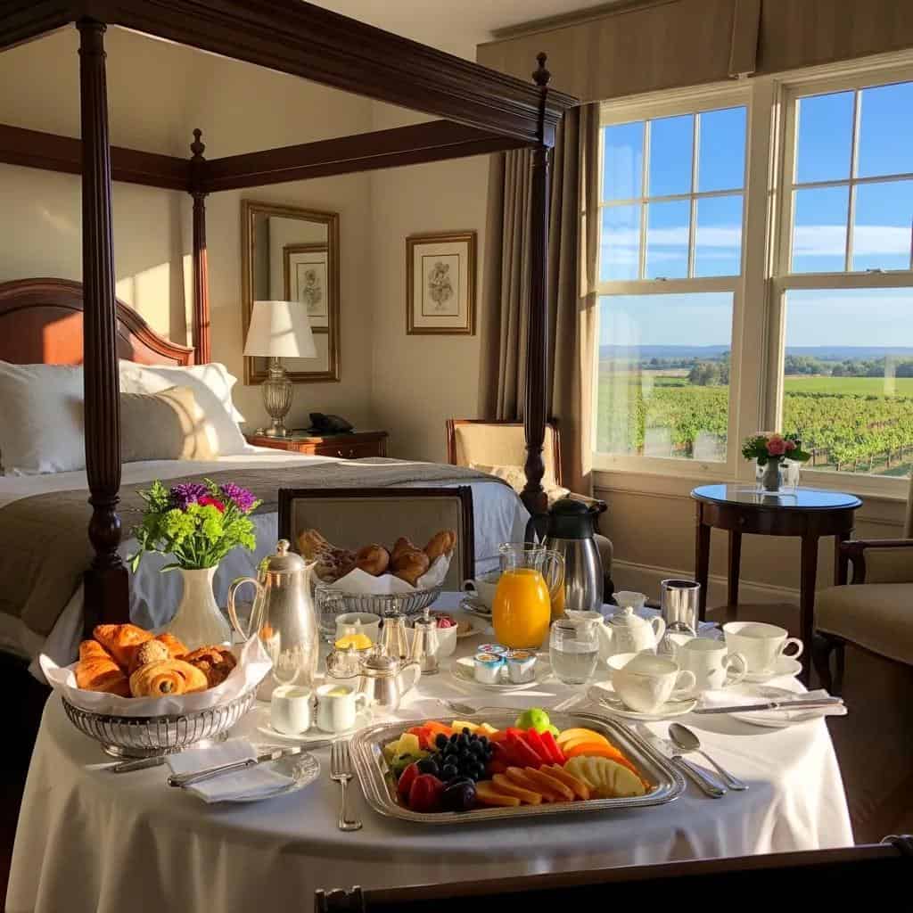 Luxurious bed and breakfast in a vineyard with elegant decor and gourmet breakfast