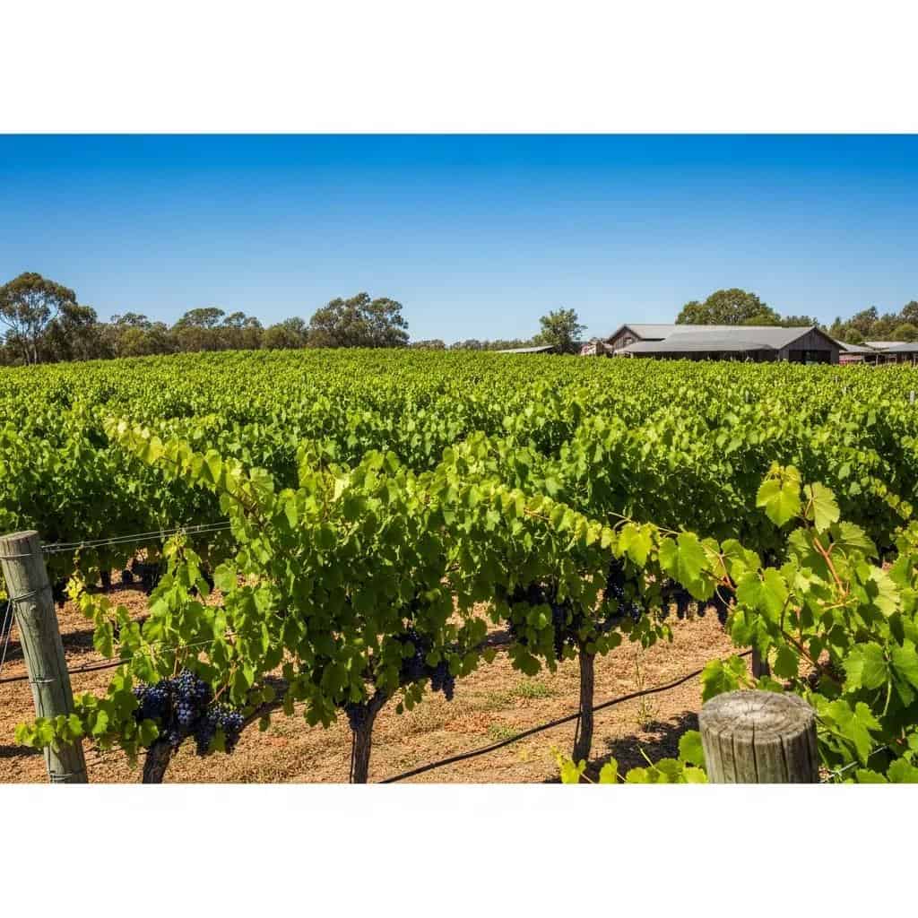 Scenic view of Laurel Haven Vineyard with lush grapevines and rustic winery