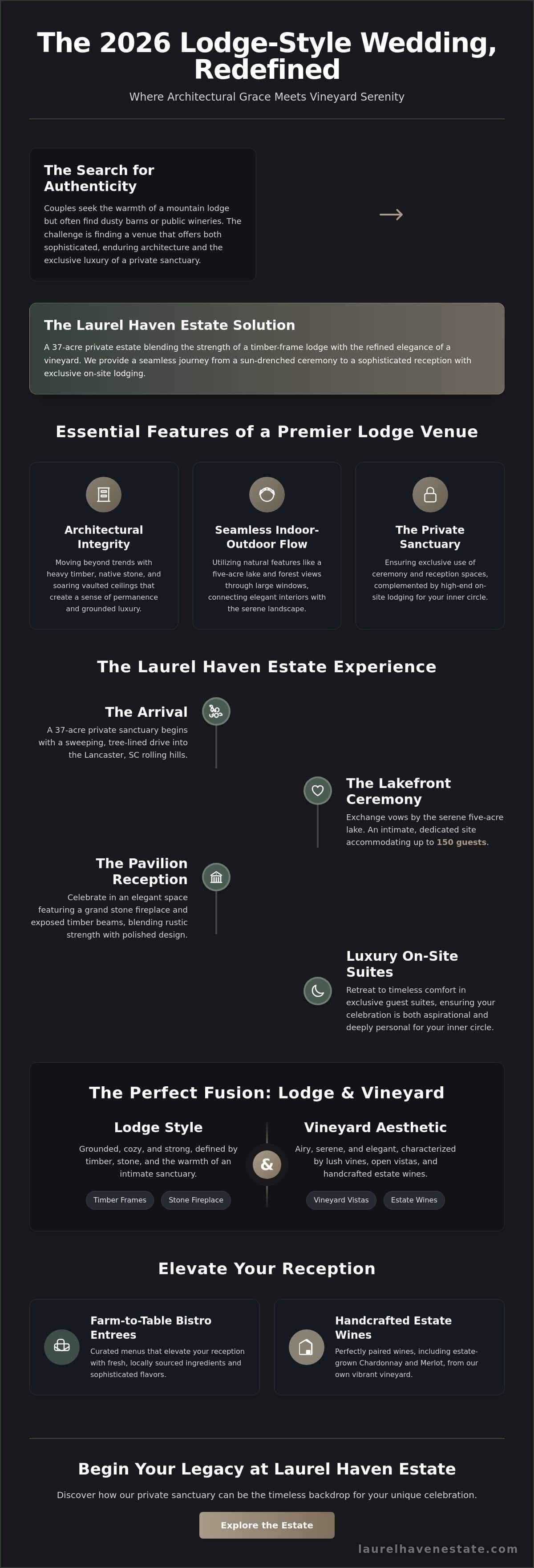 Lodge Style Wedding Venues Near Charlotte: Rustic Luxury at Laurel Haven Estate